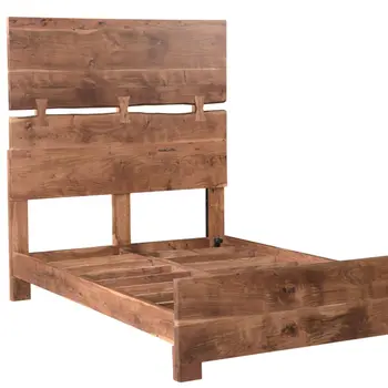 Chestnut Live Edge Solid Wood And Tufted Queen Bed Frame