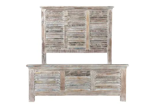 Shutter Solid Wood King Gray Bed