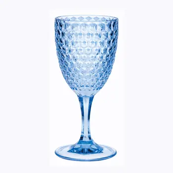 Set of Four Blue Diamond Acrylic Stemmed All Purpose Wine Glass