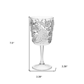 Set of Four Clear Paisley Acrylic Stemmed All Purpose Wine Glass