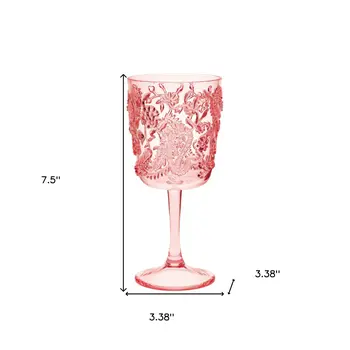 Set of Four Pink Paisley Acrylic Stemmed All Purpose Wine Glass
