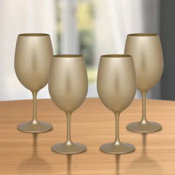 Set of Four Gold Acrylic Stemmed All Purpose Wine Glass