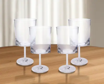 Set of Four Clear Tritan Plastic Stemmed All Purpose Wine Glass
