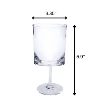 Set of Four Clear Tritan Plastic Stemmed All Purpose Wine Glass
