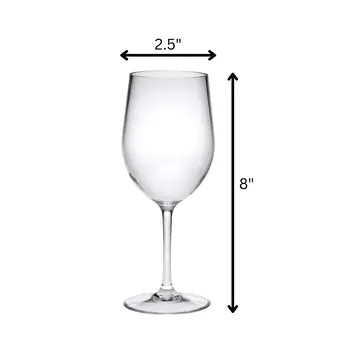 Set of Four Clear Tritan Plastic Stemmed All Purpose Wine Glass