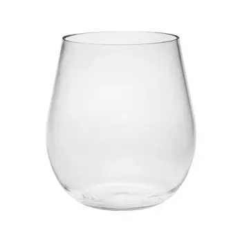 Set of Four Clear Tritan Plastic Balloon or Round Bowl Stemless All Purpose Wine Glass