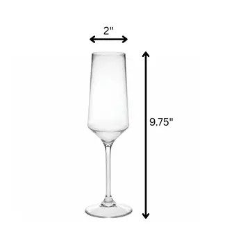 Set of Four Clear Tritan Plastic Stemmed Flutes