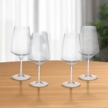 Set of Four Clear Tritan Plastic Stemmed All Purpose Wine Glass