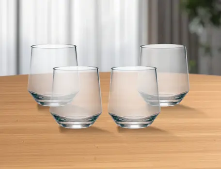 Set of Four Clear Tritan Plastic Stemmed All Purpose Wine Glass