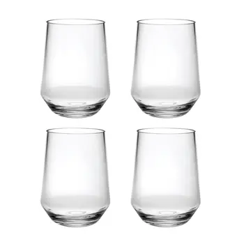 Set of Four Clear Tritan Plastic Stemless All Purpose Tumbler Wine Glasses