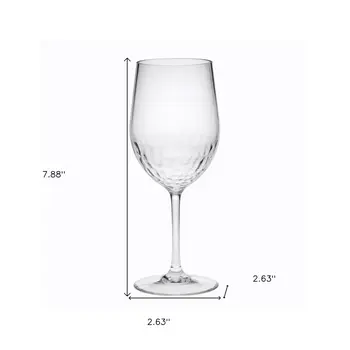 Set of Four Clear Tritan Plastic Stemmed All Purpose Wine Glass