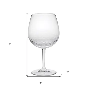Set of Four Clear Dimpled Tritan Plastic Balloon or Round Bowl Stemmed All Purpose Wine Glasses
