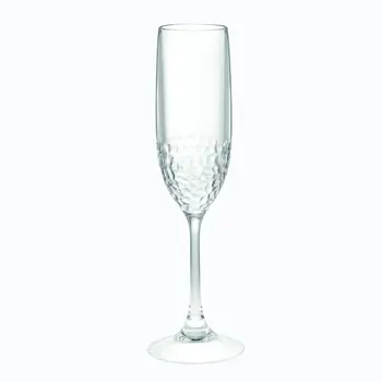 Set of Four Clear Dimpled Tritan Plastic Stemmed Flutes