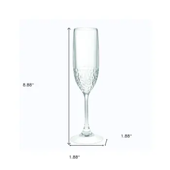 Set of Four Clear Dimpled Tritan Plastic Stemmed Flutes