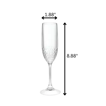 Set of Four Clear Dimpled Tritan Plastic Stemmed Flutes