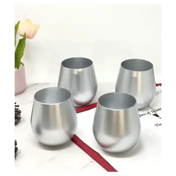 Set of Four Silver Acrylic Stemless All Purpose Wine Glass