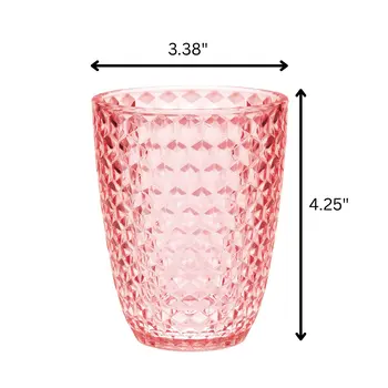 Set of Four Pink Diamond Acrylic Stemless Whiskey Glass