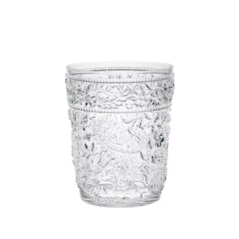 Set of Four Clear Paisley Acrylic Stemless Whiskey Glass