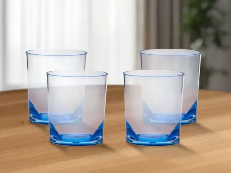 Set of Four Blue Acrylic Stemless Whiskey Glass
