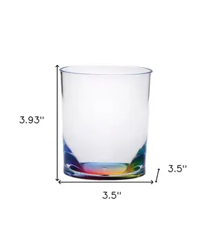 Set of Four Rainbow Geometric Acrylic Stemless Whiskey Glass