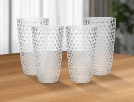 Set of Four Clear Acrylic Stemless Highball Glass