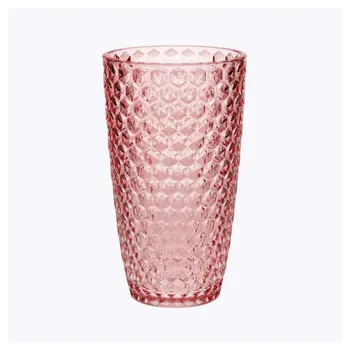 Set of Four Pink Geometric Acrylic Stemless Highball Glass