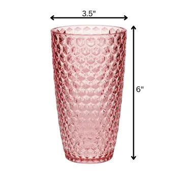 Set of Four Pink Geometric Acrylic Stemless Highball Glass