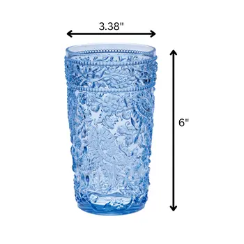 Set of Four Blue Paisley Acrylic Stemless Highball Glass