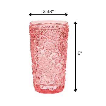 Set of Four Pink Paisley Acrylic Stemless Highball Glass