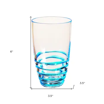 Set of Four Clear and Blue Swirl Acrylic Highball Glasses