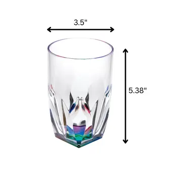 Set of Four Clear and Rainbow Geometric Acrylic Highball Glasses