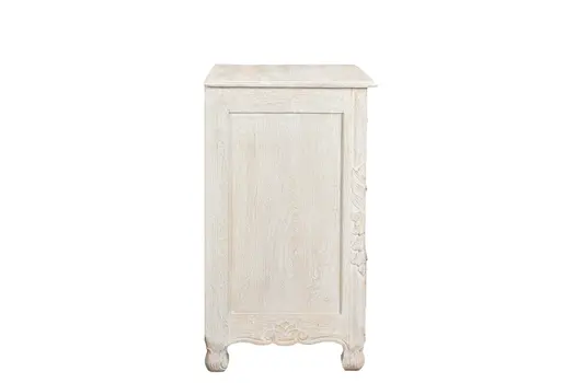 30" White Solid Wood Distressed Three Drawer Nightstand