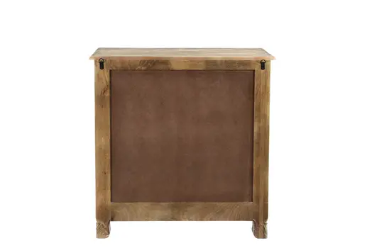30" Distressed Gray Three Drawer Floral Carved Solid Wood Nightstand