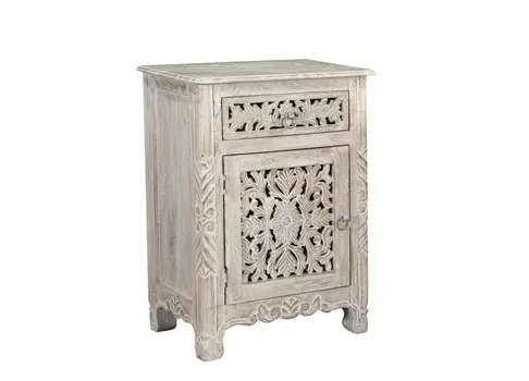 30" White Solid Wood Distressed One Drawer Nightstand