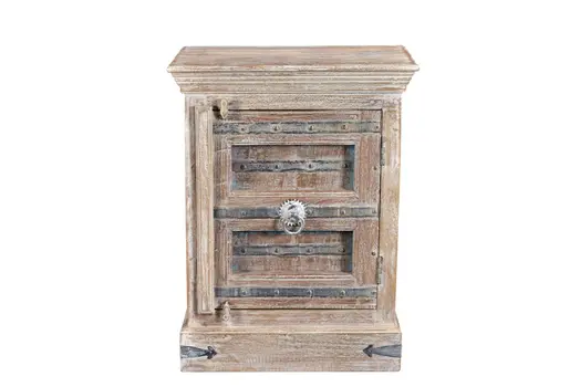 36" White Solid Wood Distressed Nightstand