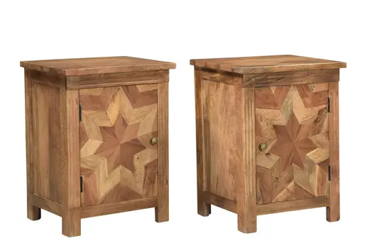 28" Brown Solid Wood Nightstand