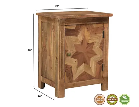 28" Brown Solid Wood Nightstand