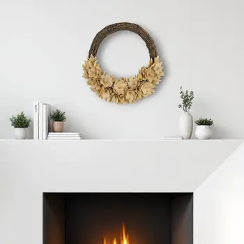 17" Brown And Tan Wood Curl Artificial Wreath