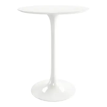 32" White Rounded Fiberglass and Metal Bar Table