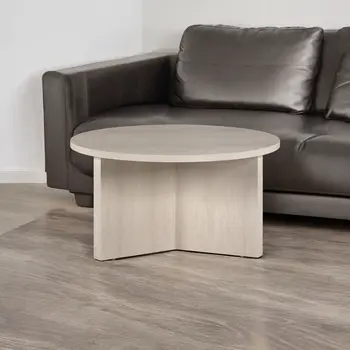 32" White Round Coffee Table
