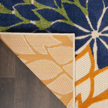 5' Blue And Green Square Indoor Outdoor Area Rug