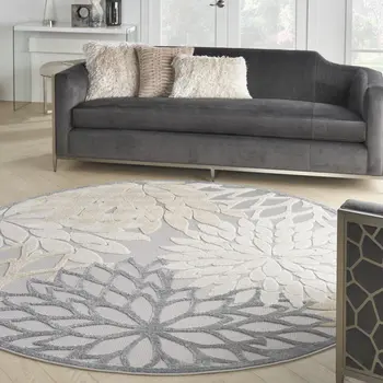 10' Gray and Ivory Indoor Outdoor Area Rug