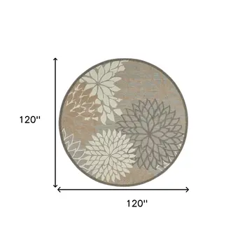 10' Gray and Ivory Indoor Outdoor Area Rug