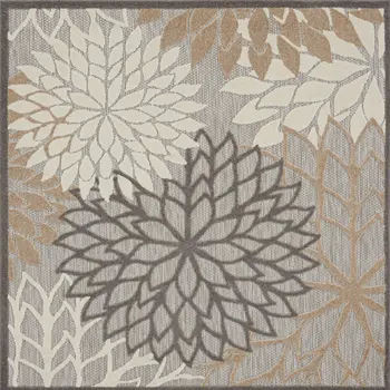 5' Gray and Ivory Indoor Outdoor Area Rug