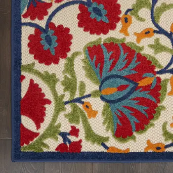 10' X 14' Red And Ivory Indoor Outdoor Area Rug