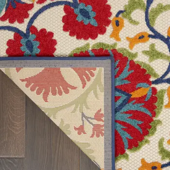 10' X 14' Red And Ivory Indoor Outdoor Area Rug