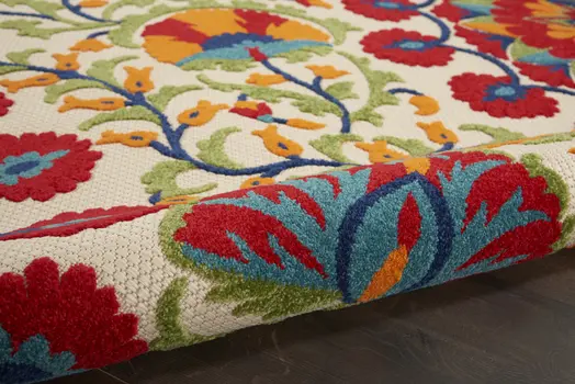 10' X 14' Red And Ivory Indoor Outdoor Area Rug