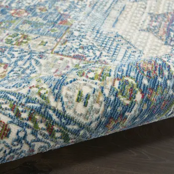 8' X 10' Blue Floral Power Loom Area Rug