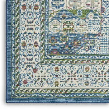 8' X 10' Blue Floral Power Loom Area Rug