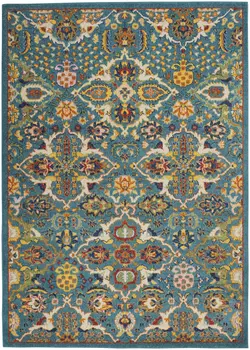 6' X 9' Blue Floral Power Loom Area Rug